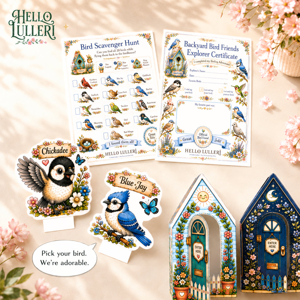 Backyard Bird Friends | Printable Bird Scavenger Hunt & Birdhouse Kit