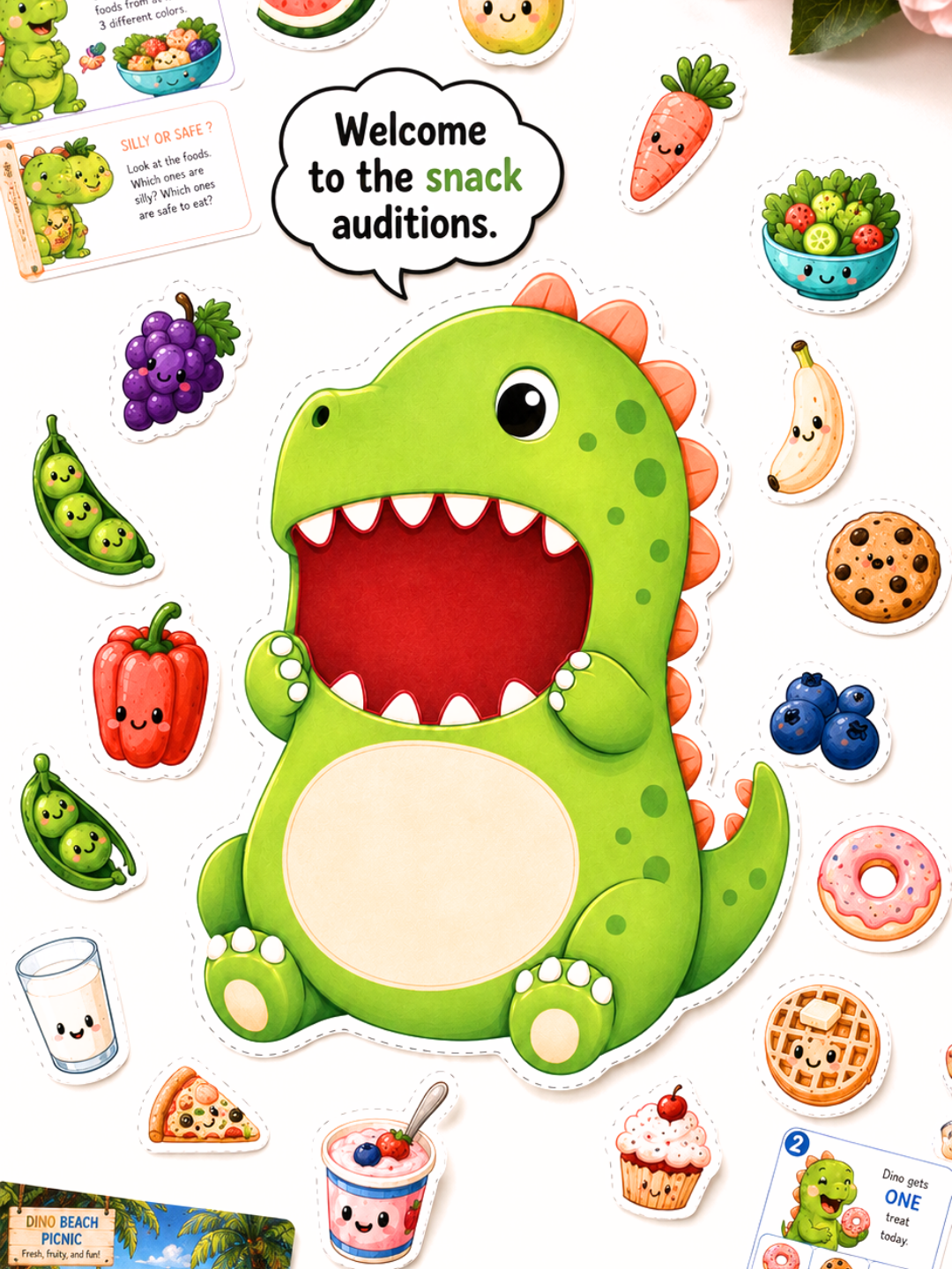 Feed the Dino | Printable Dinosaur Game for Toddlers & Preschoolers