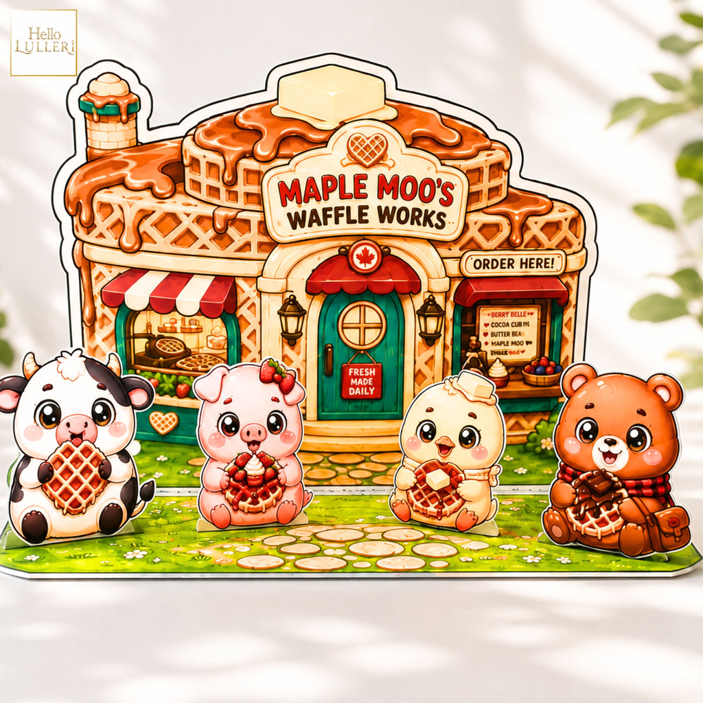 Maple Moo’s Waffle Works | Printable Waffle Shop Pretend Play Set