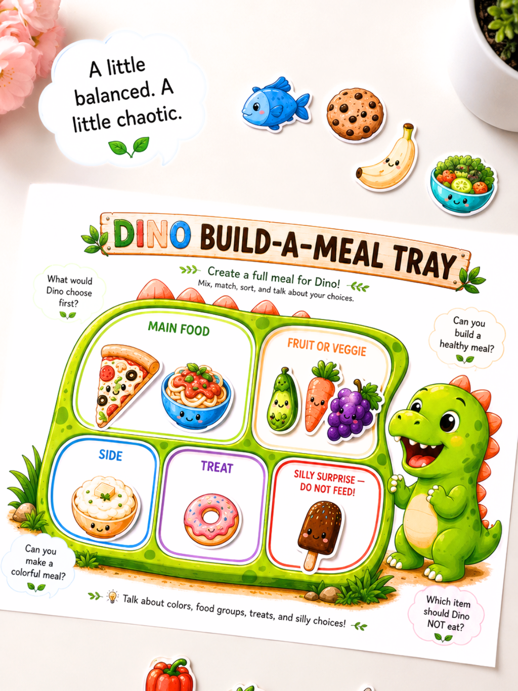Feed the Dino | Printable Dinosaur Game for Toddlers & Preschoolers