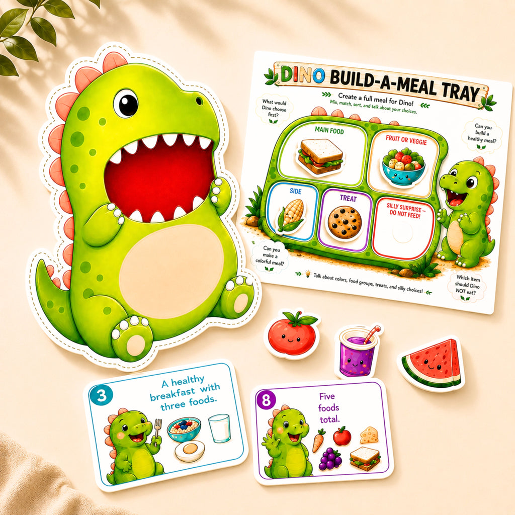 Feed the Dino | Printable Dinosaur Game for Toddlers & Preschoolers