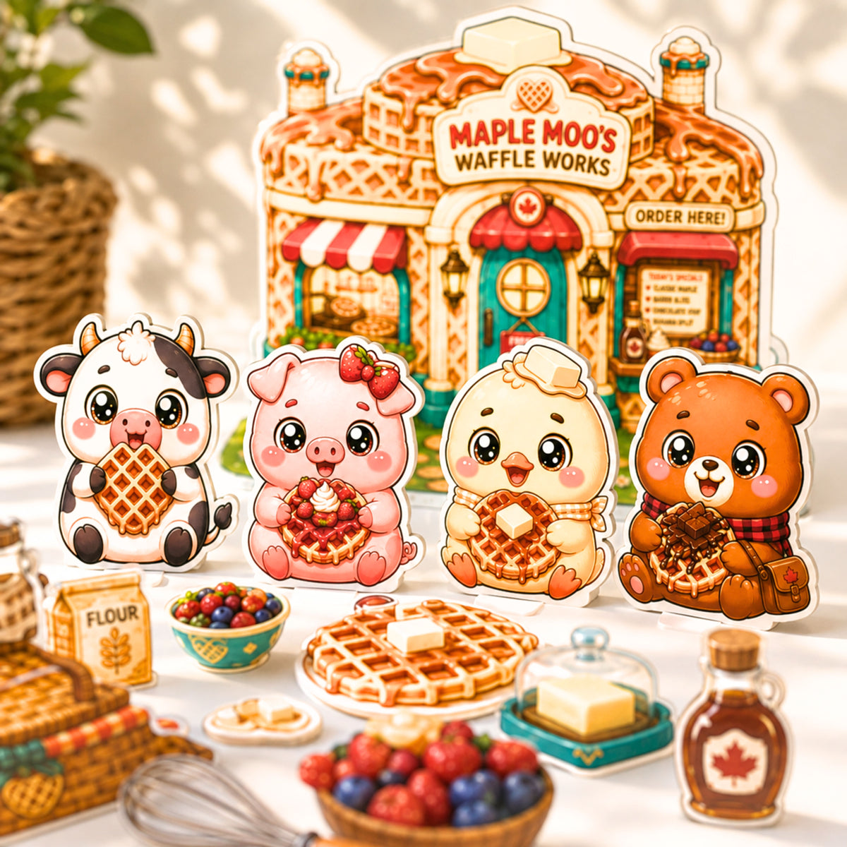 Maple Moo’s Waffle Works | Printable Waffle Shop Pretend Play Set
