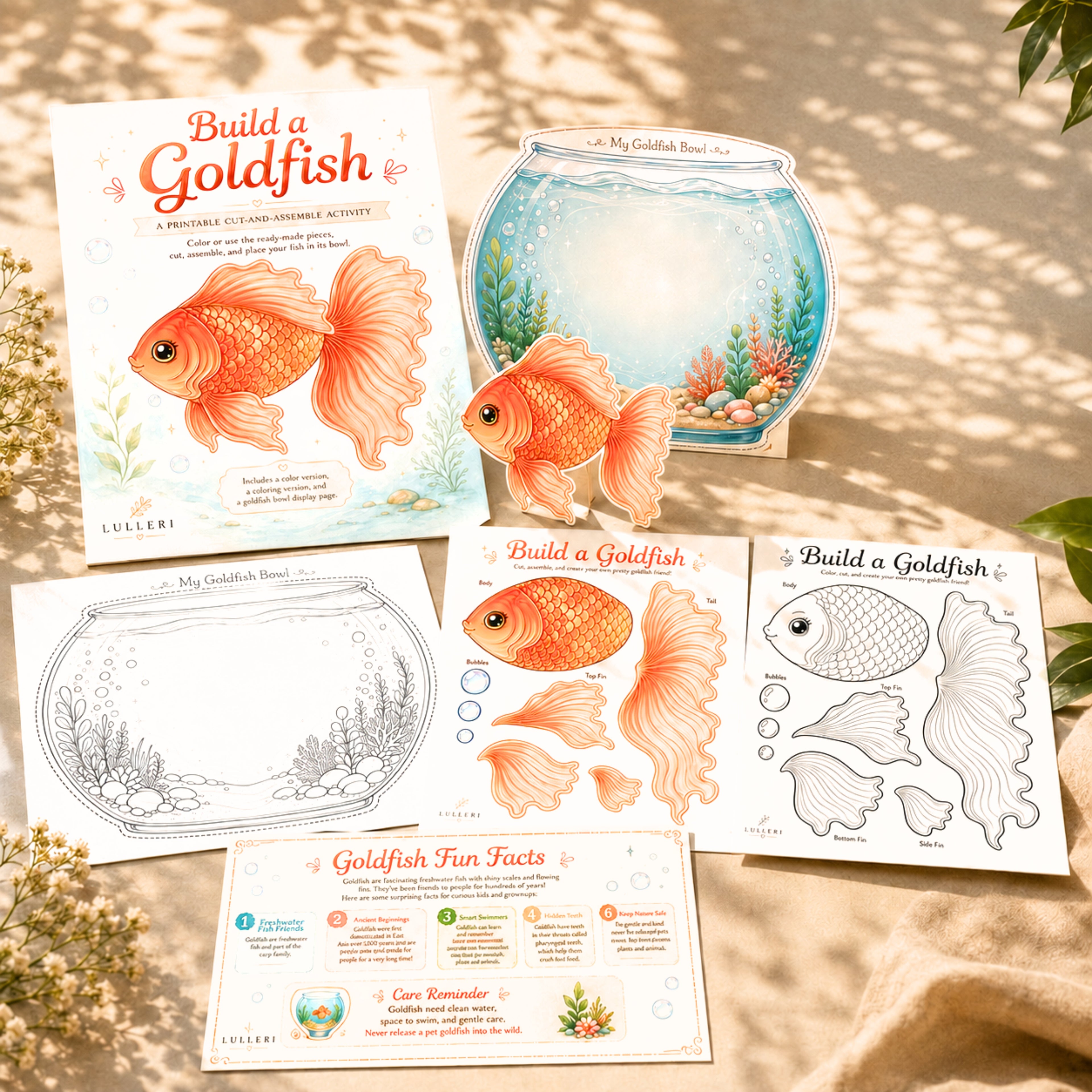 Build a Goldfish | Printable Cut-and-Assemble Craft for Kids