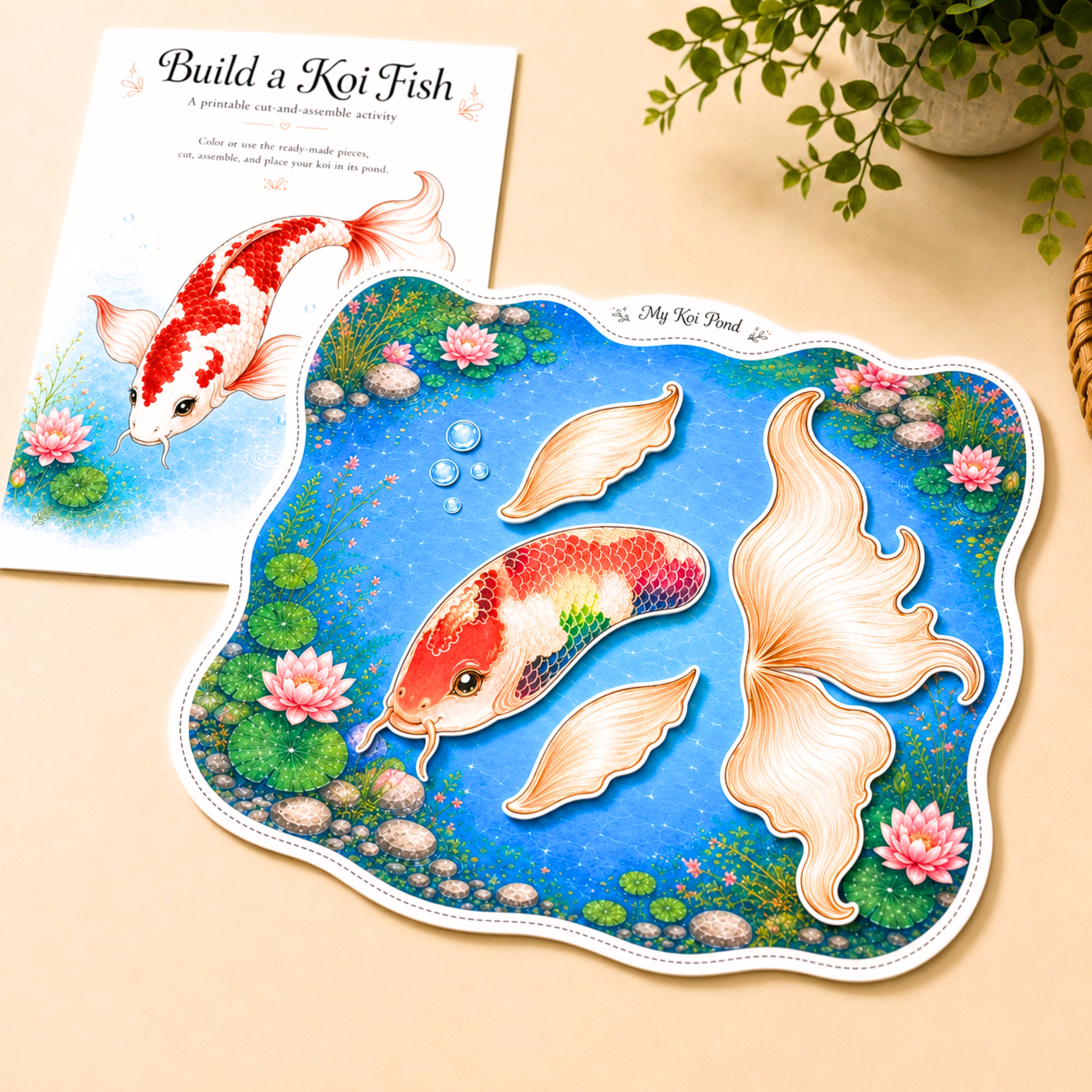 Build a Koi Fish | Printable Koi Pond Craft for Kids