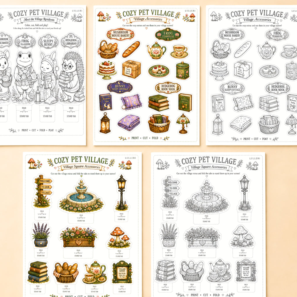 Cozy Pet Village — Extended Edition | Printable Animal Village Playset