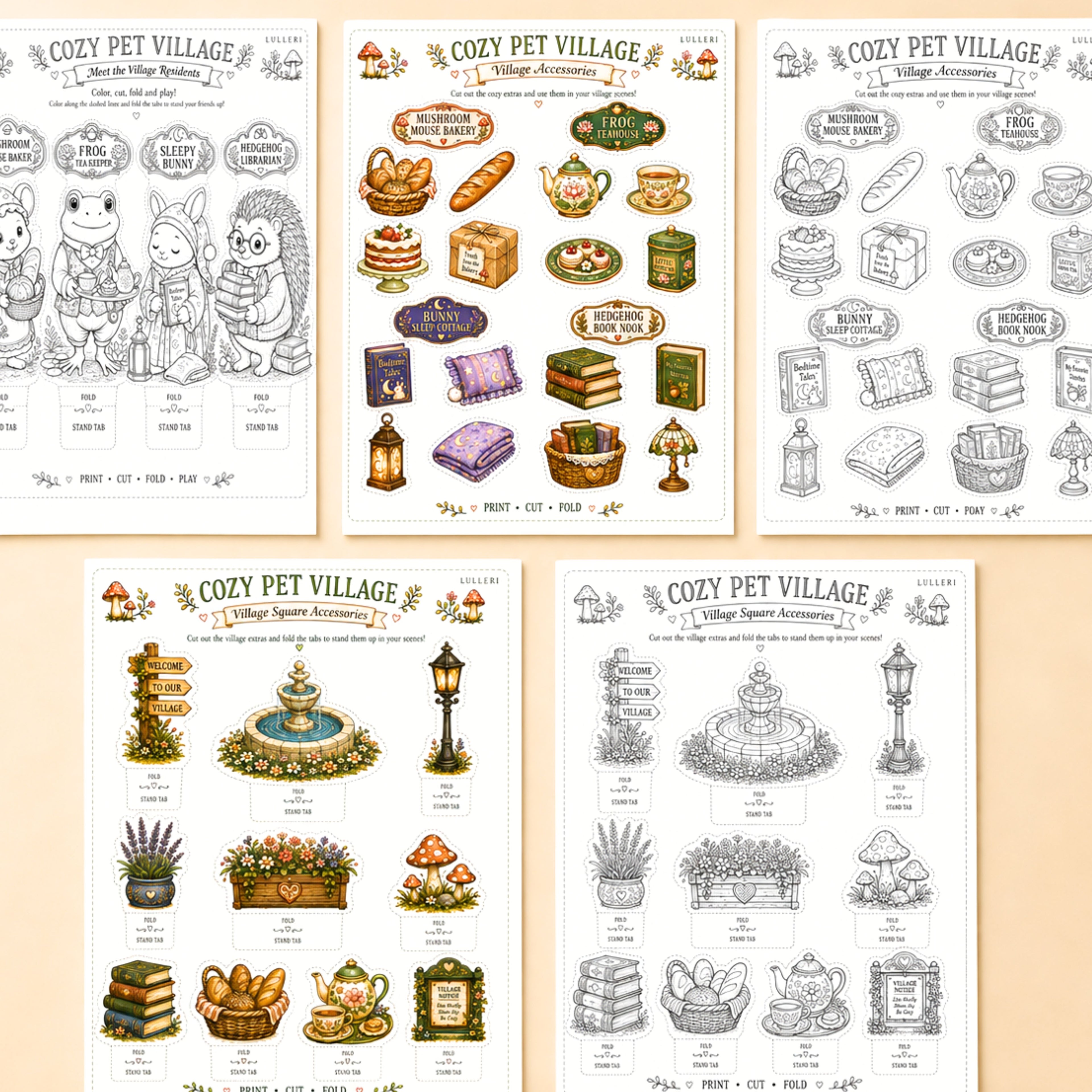 Cozy Pet Village — Extended Edition | Printable Animal Village Playset