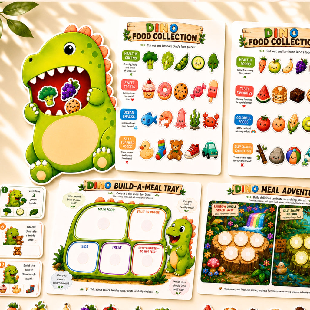 Feed the Dino | Printable Dinosaur Game for Toddlers & Preschoolers