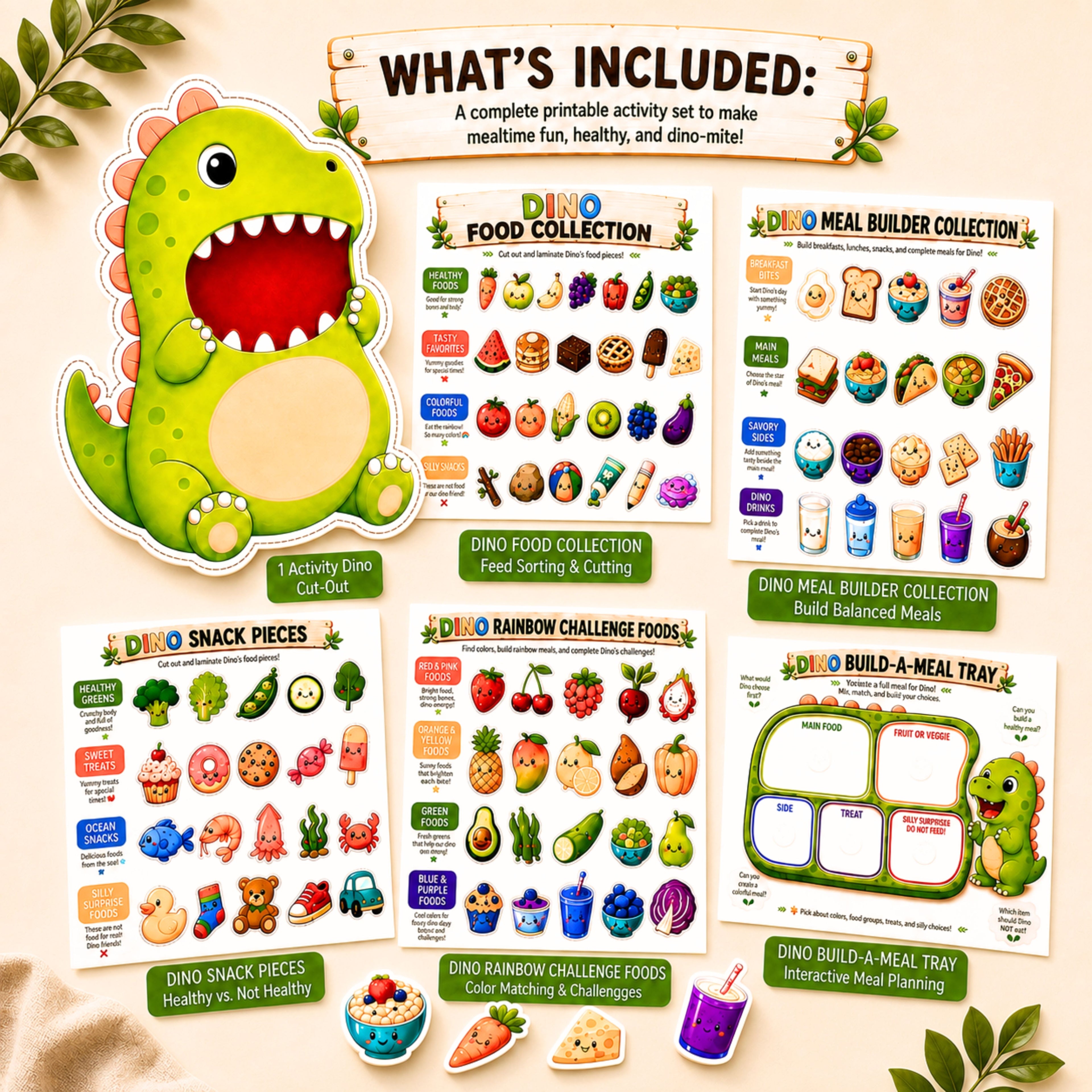 Feed the Dino | Printable Dinosaur Game for Toddlers & Preschoolers