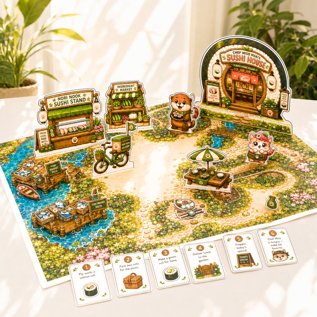 Chef Miso Maki’s Sushi House | Printable Sushi Restaurant Pretend Play Set