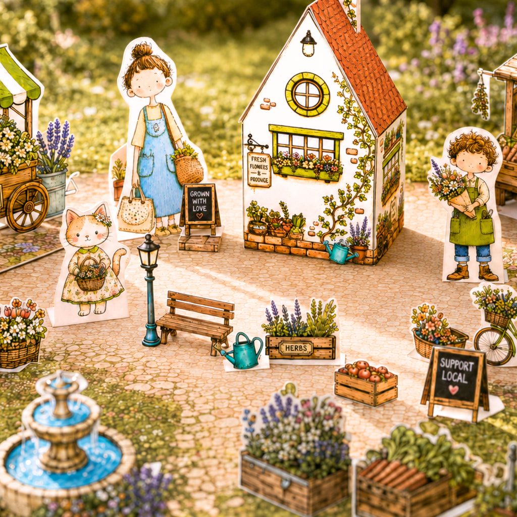 Petalbrook Market Cottage | Printable Farmers Market Pretend Play Set