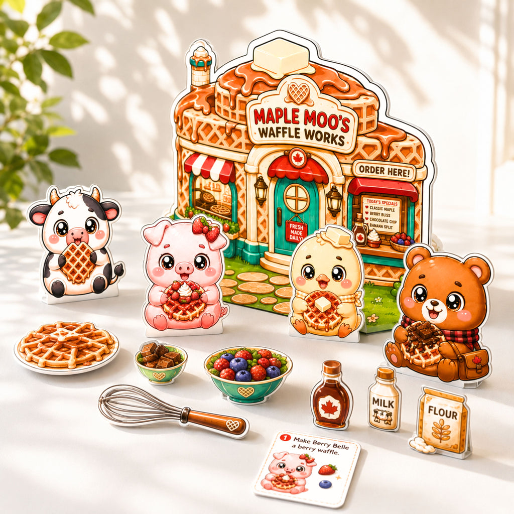 Maple Moo’s Waffle Works | Printable Waffle Shop Pretend Play Set
