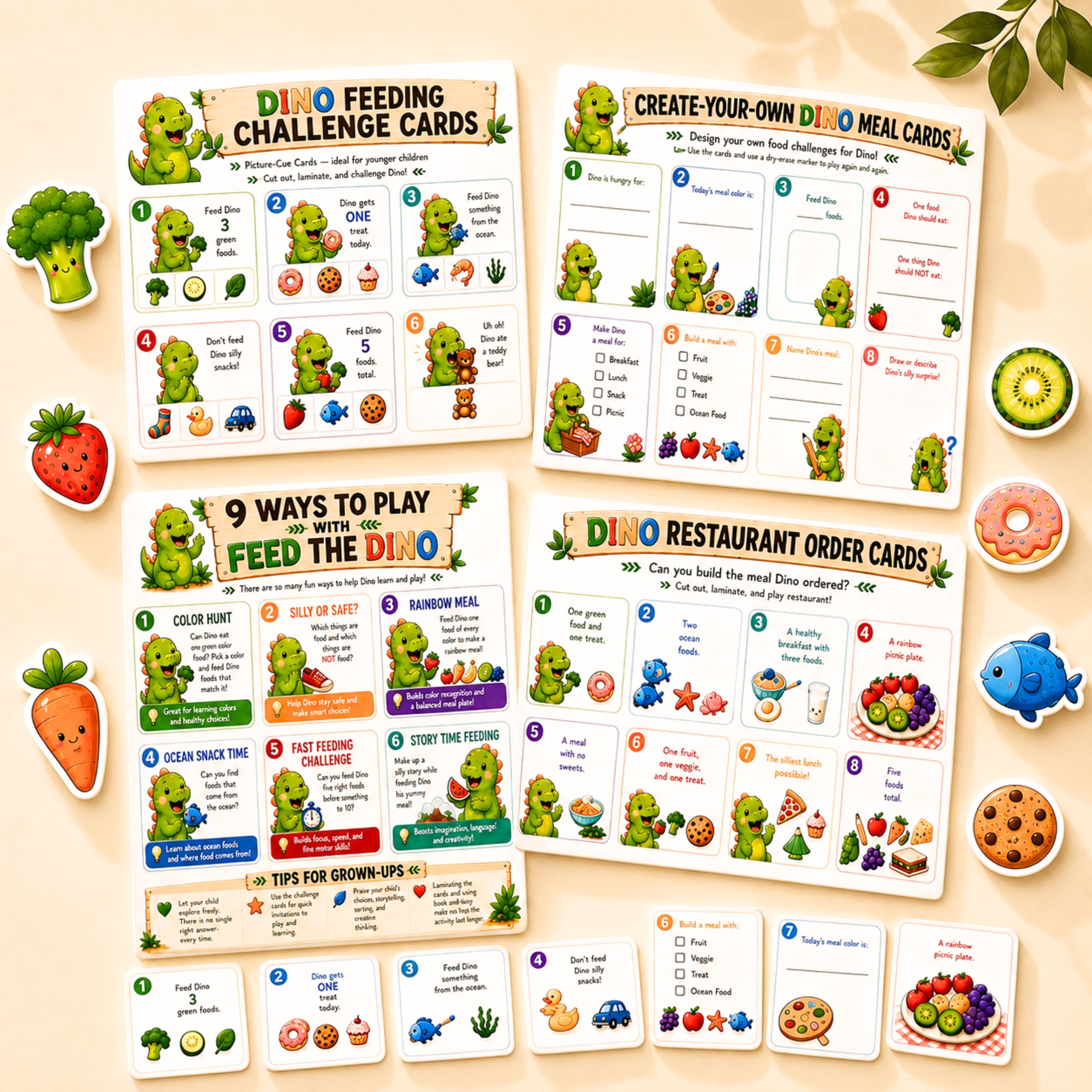 Feed the Dino | Printable Dinosaur Game for Toddlers & Preschoolers