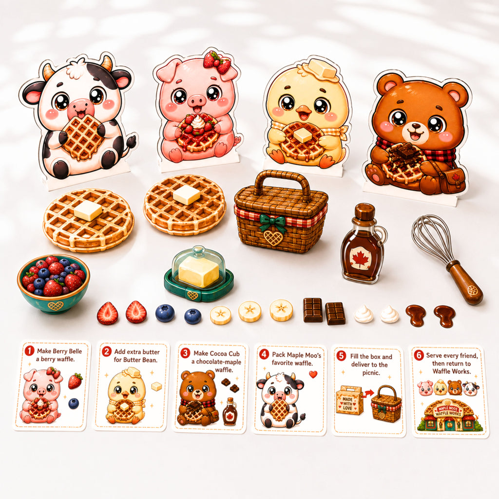 Maple Moo’s Waffle Works | Printable Waffle Shop Pretend Play Set