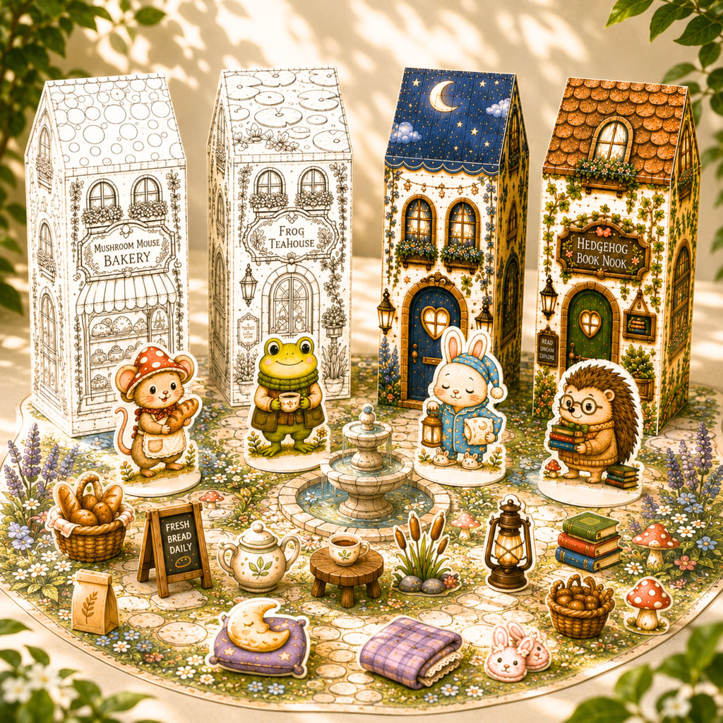 Cozy Pet Village | Printable Buildable Animal Village Play Set