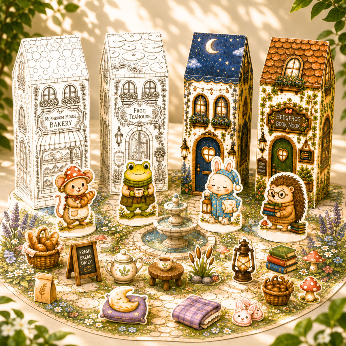 Cozy Pet Village | Printable Buildable Animal Village Play Set