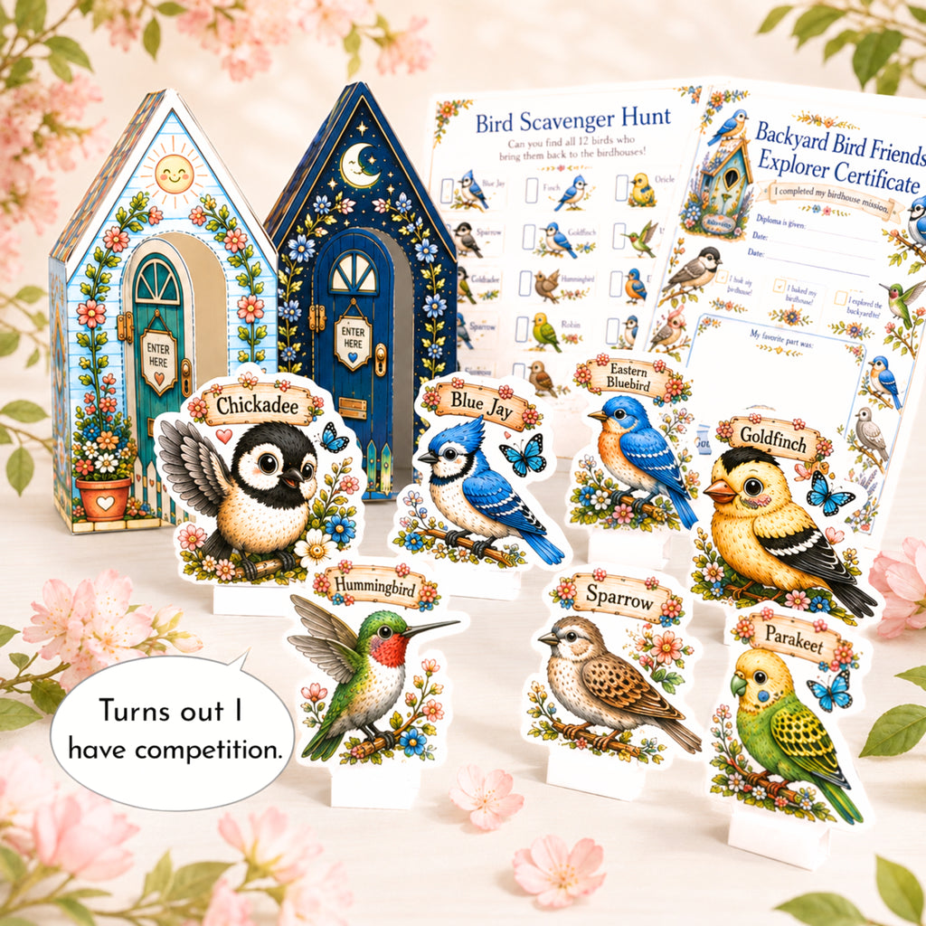Backyard Bird Friends | Printable Bird Scavenger Hunt & Birdhouse Kit