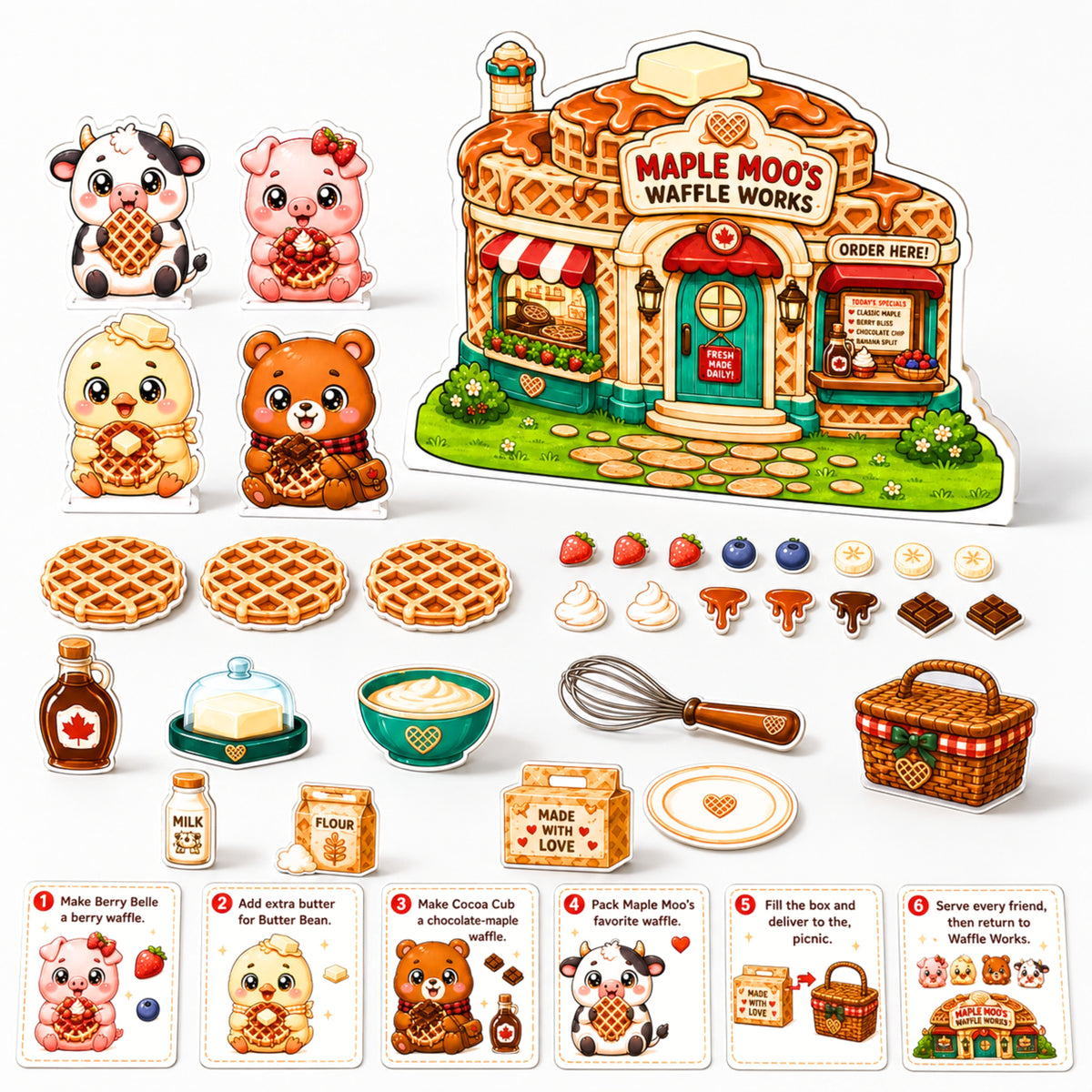 Maple Moo’s Waffle Works | Printable Waffle Shop Pretend Play Set