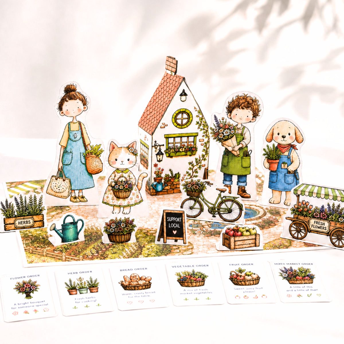 Petalbrook Market Cottage | Printable Farmers Market Pretend Play Set