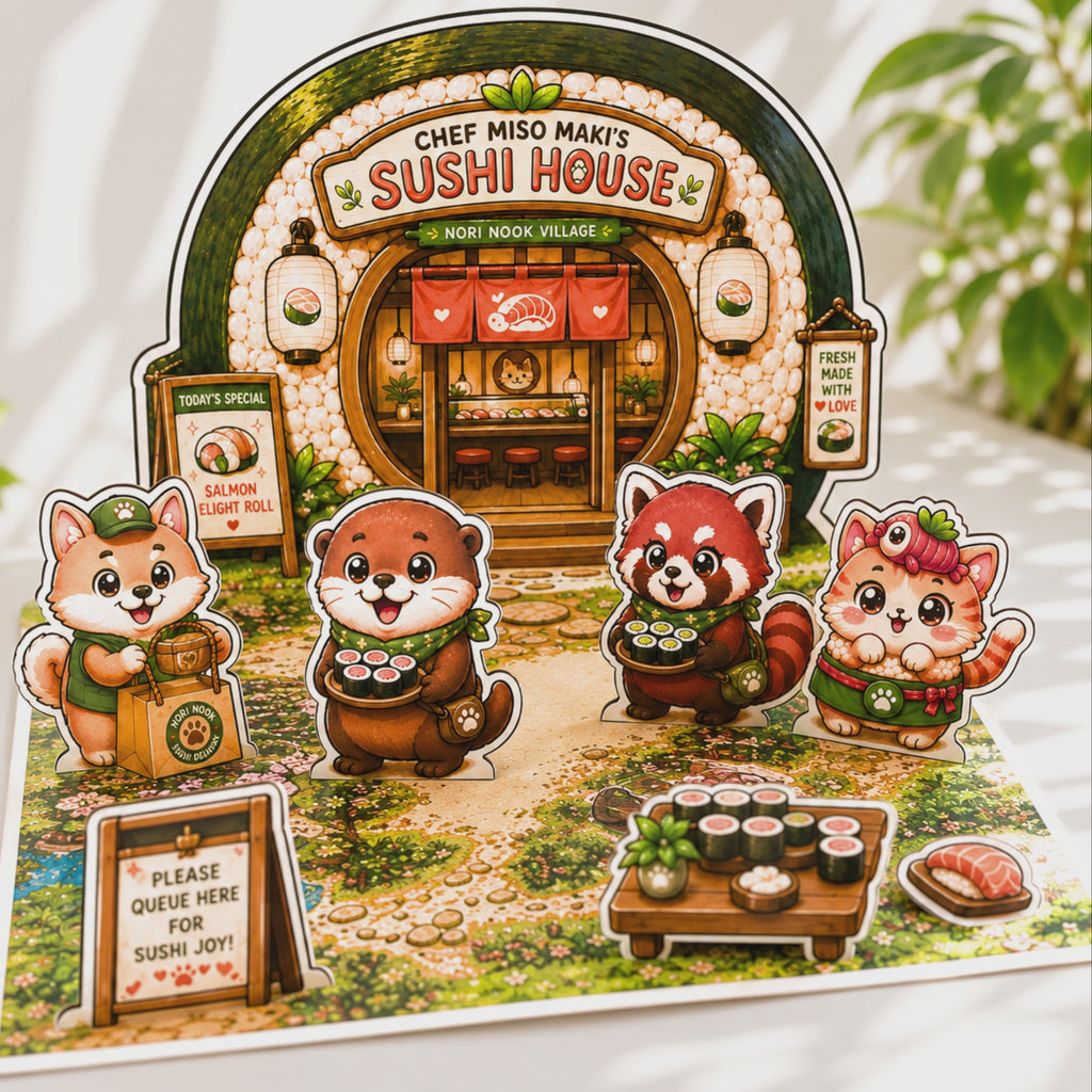 Chef Miso Maki’s Sushi House | Printable Sushi Restaurant Pretend Play Set