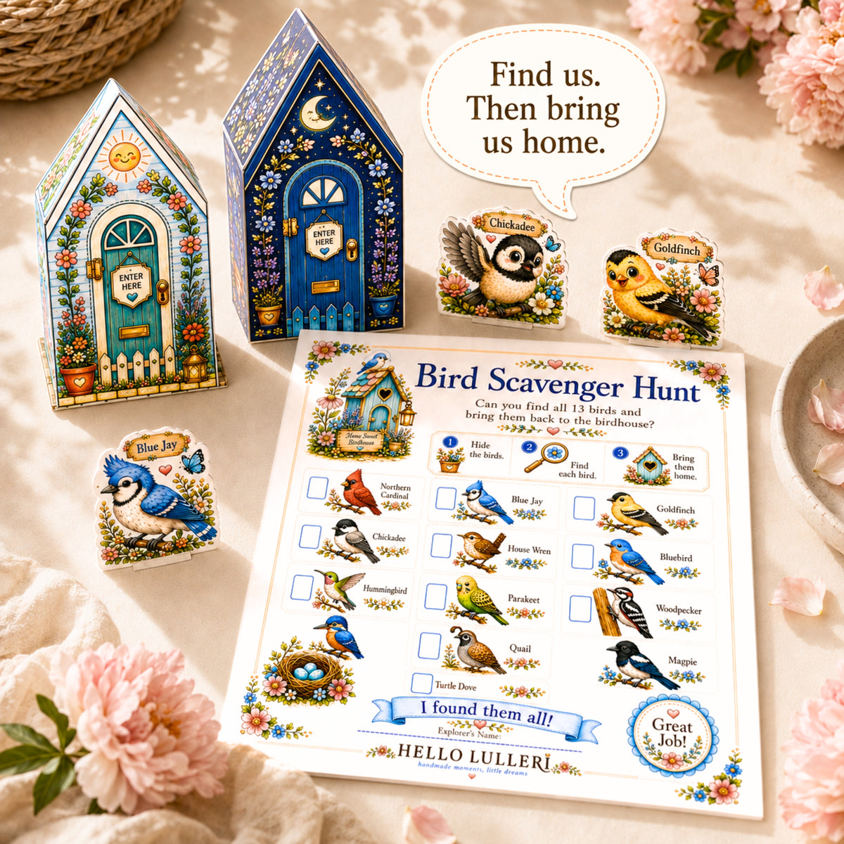 Backyard Bird Friends | Printable Bird Scavenger Hunt & Birdhouse Kit